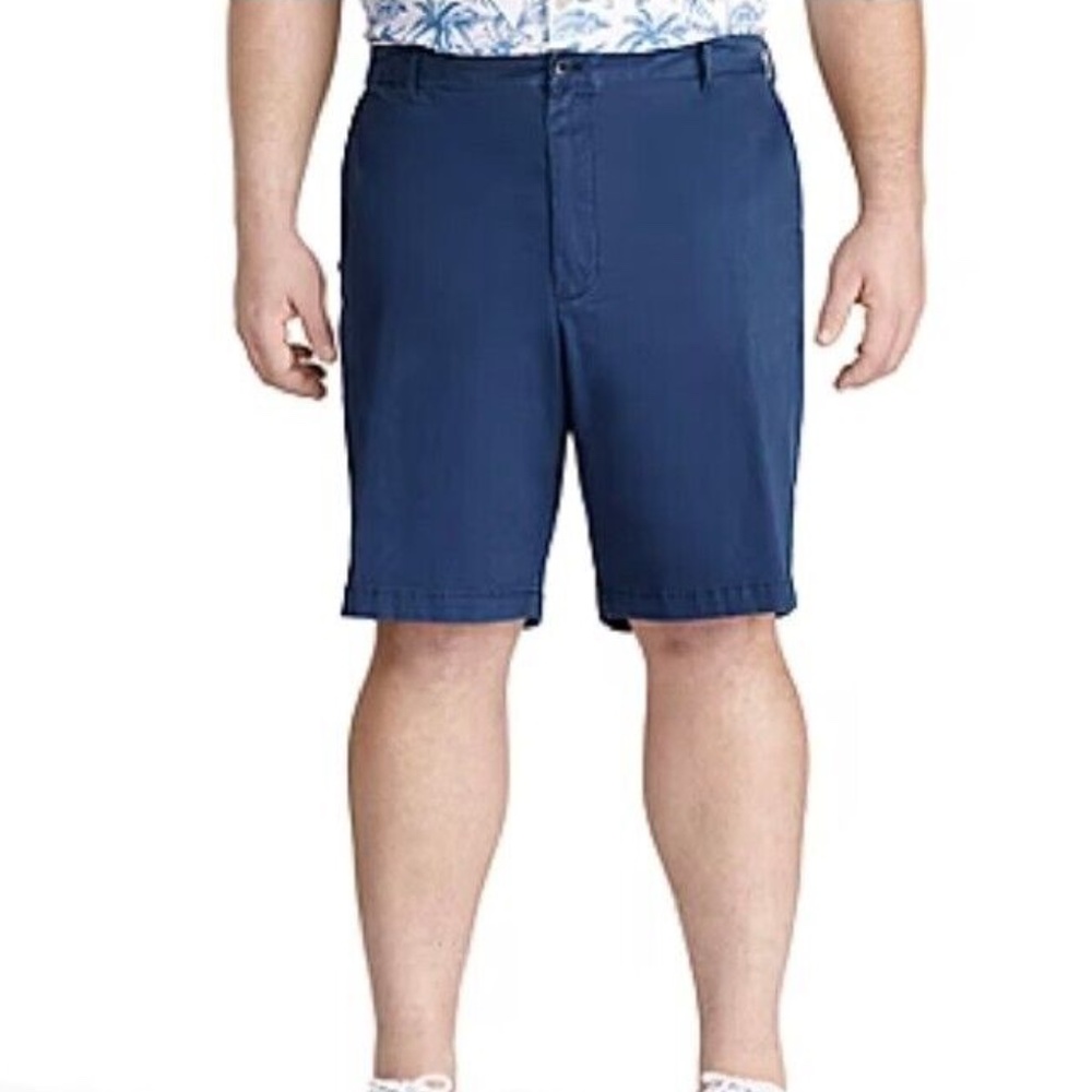 IZOD Saltwater Relaxed Classic Fit Dark Blue Flat Front Chino Shorts Size 52 NEW